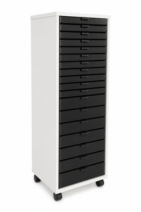 Doodles Best Craft Organizer - Crafting Storage Cabinet - Drawers with Inserts - Bar Height - Chess White and Black