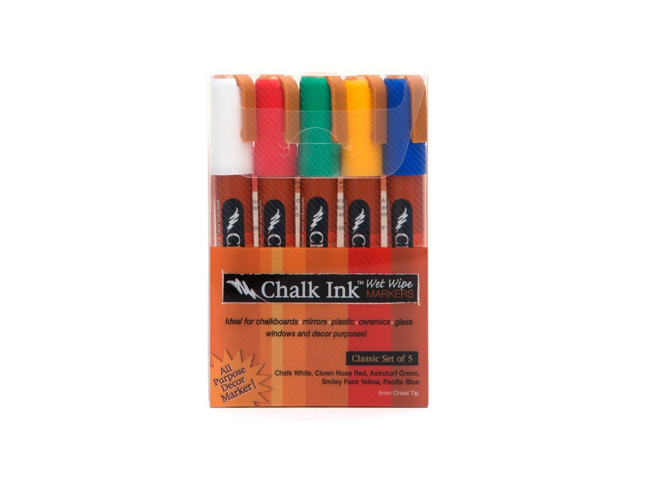 Chalk Ink - Artista Pro - Water Resistant Markers - Classic Five - 6mm