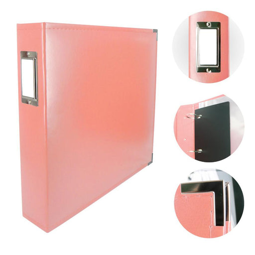 Couture Creations - 12"x12" D-Ring Leather Album - Coral Pink