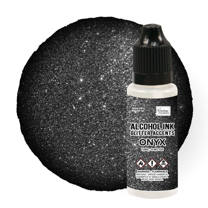 Couture Creations - Alcohol Ink - Glitter Accents - Onyx - 12ml