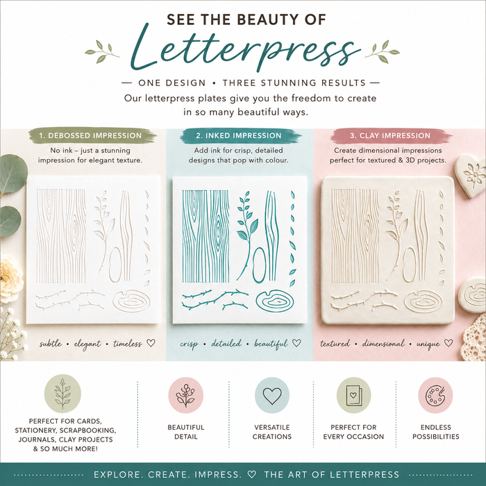 Doodles Nature's Impressions Embossing Letterpress Bundle - 5 Plate Sets plus Premium Paper