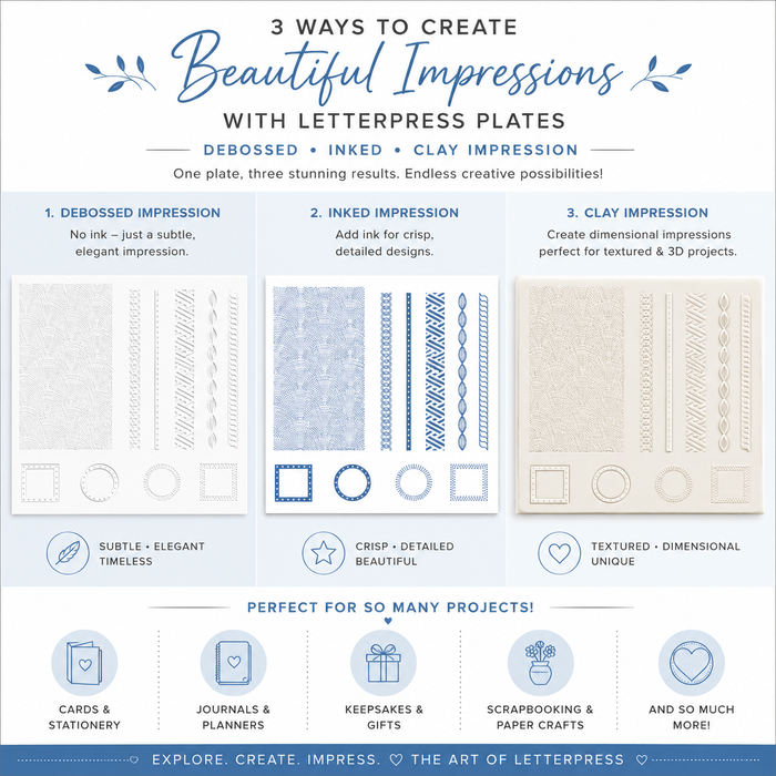 Doodles Seasonal Celebrations Impressions Embossing Letterpress Bundle - 5 Plate Sets plus Premium Paper