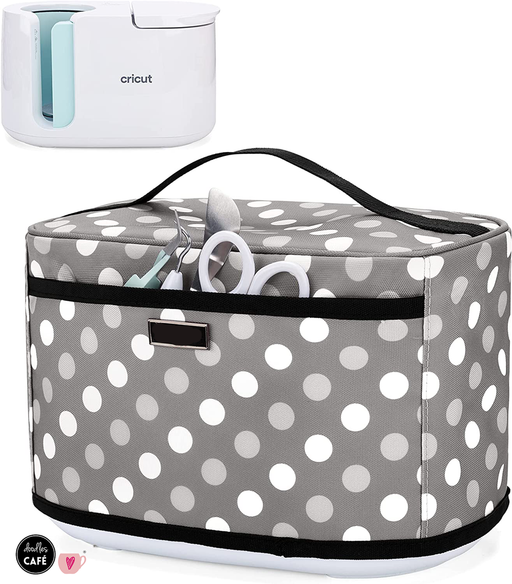 Dust Cover for Cricut Mug Press (with a Front Pocket) - Grey Polka Dots