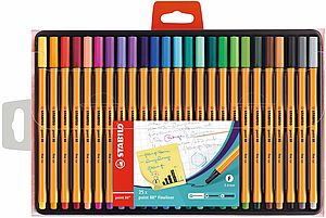 Stabilo - Point 88 Fineliner Wallet (Assorted Colours) - 25 Pens