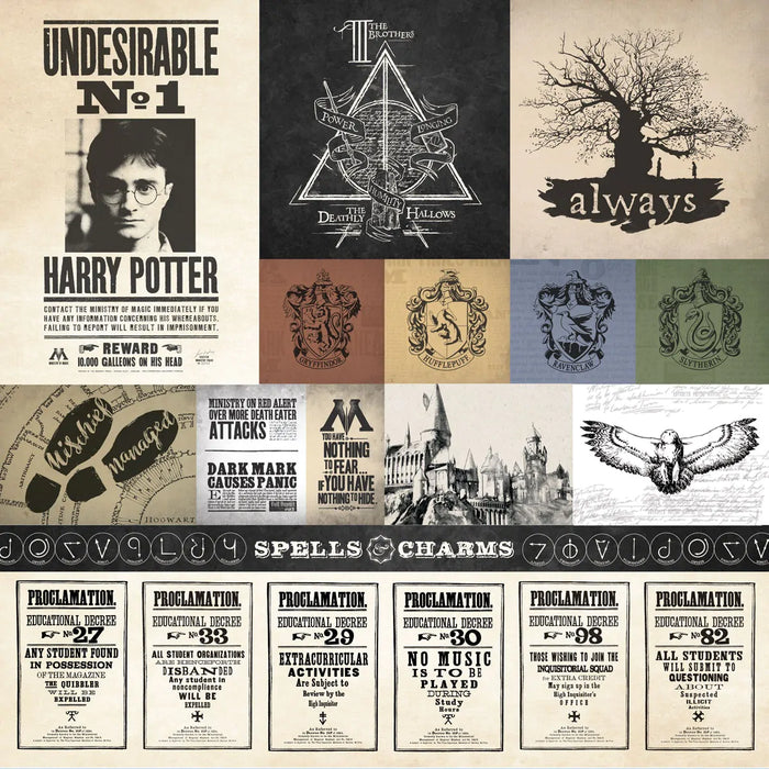 Paper House Harry Potter Double-Sided Cardstock 12"X12"-Harry Potter Parchment Tags