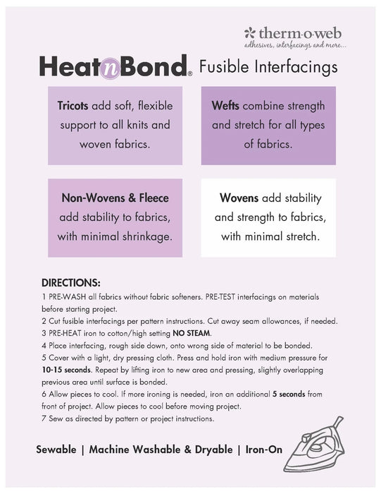 Thermoweb - HeatnBond Medium Weight Non-Woven Fusible Pack, 20 in x 1yd