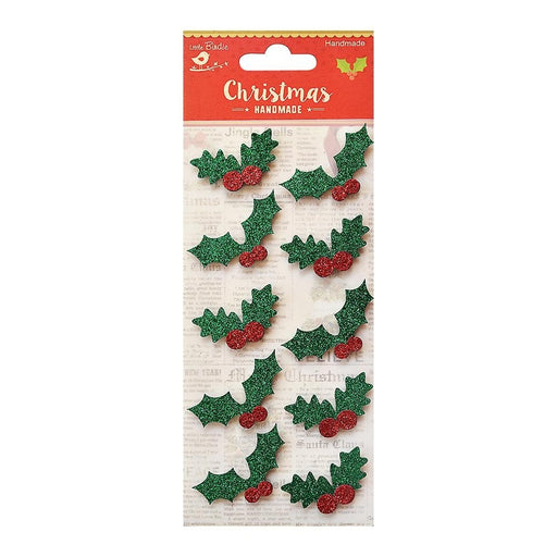 Little Birdie Christmas Embellishment 10/Pkg-Holly Berry