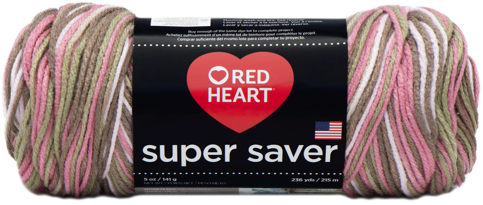 Red Heart Super Saver Yarn-Pink Camo