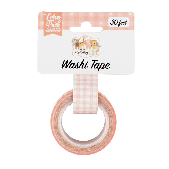 Echo Park Our Baby Girl Washi Tape 30'-Baby Girl Plaid, Our Baby Girl