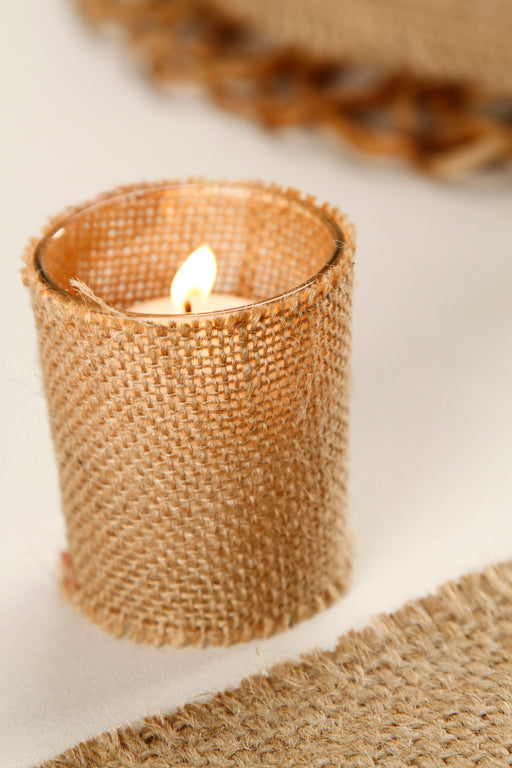 David Tutera - Burlap Covered Votive Candle Holders - 1 Piece