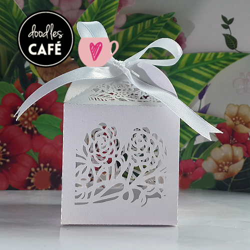 Doodles Cafe - Laser Cut Favor Box - White Two Roses (10pk)