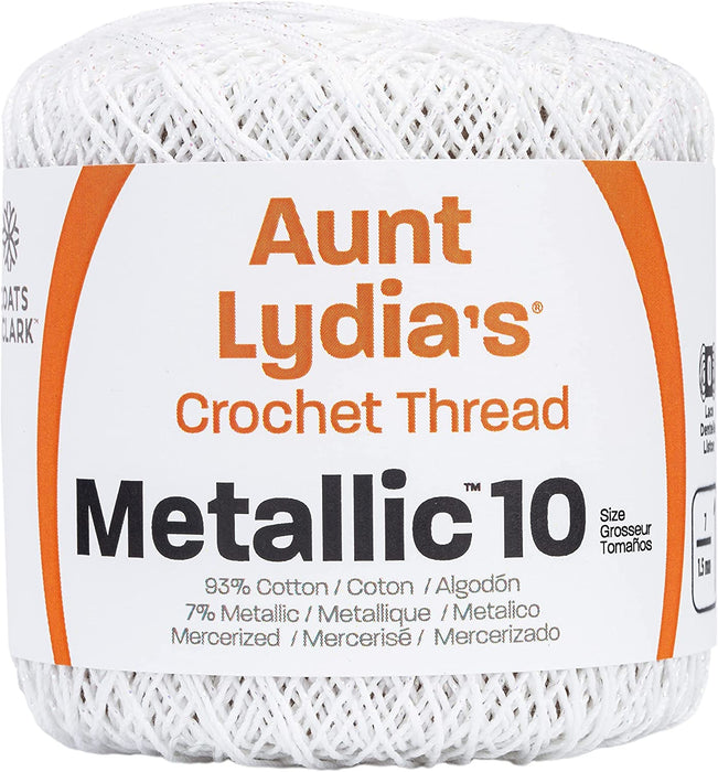 Aunt Lydia's Metallic Crochet Thread Size 10-White & Pearl