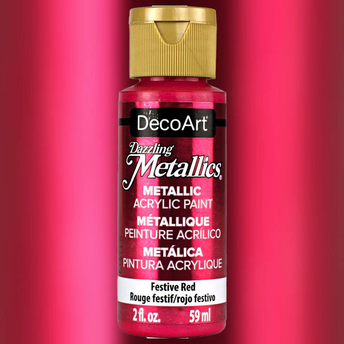 DecoArt - Dazzling Metallics - Acrylic Paint - 2oz - Festive Red