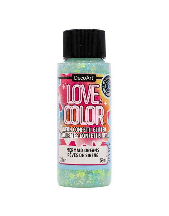 DecoArt - Love Color - Neon Confetti Glitter - Mermaid Dreams - 2fl oz - 59ml