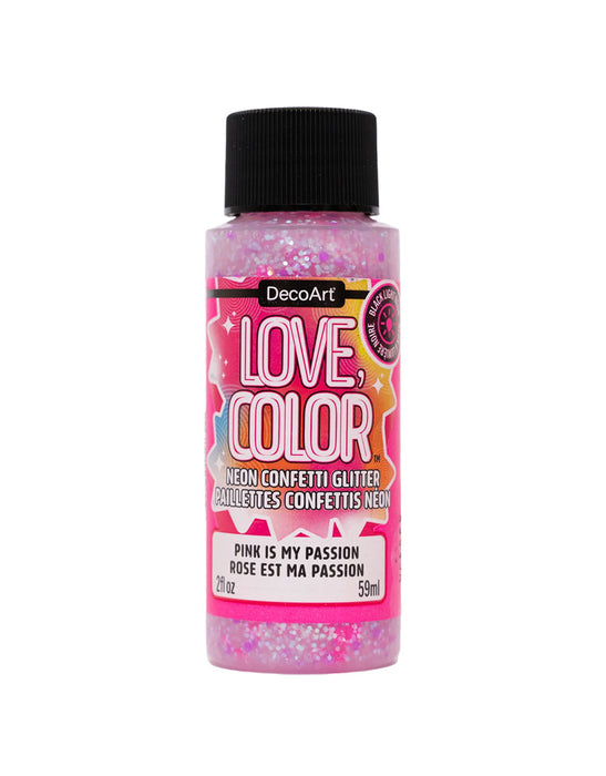 DecoArt - Love Color - Neon Confetti Glitter - Pink Is My Passion - 2fl oz - 59ml