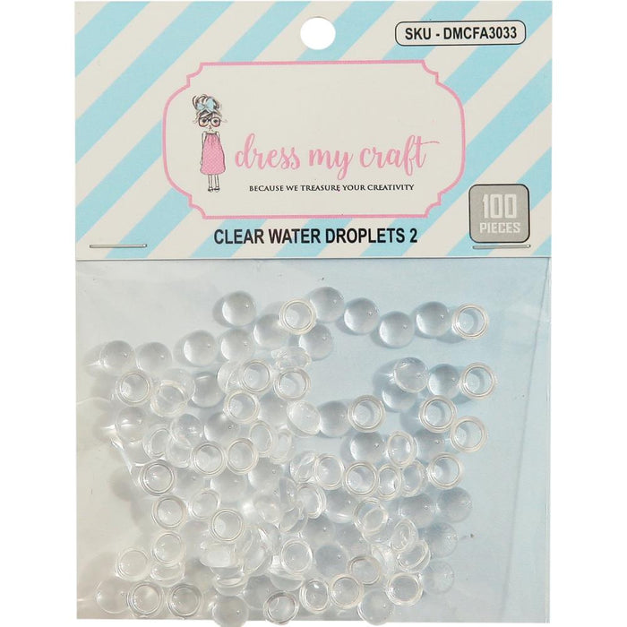 Dress My Crafts - Water Droplet Embellishments 100/Pkg - Assorted (6mm)