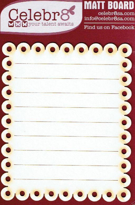 Celebr8 - Matt Board - Writing Pad - Scallop Edge - Plain