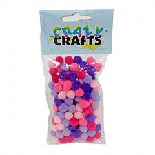 Crazy Crafts - Pom Poms - Pink & Purple - 14mm (55pc)