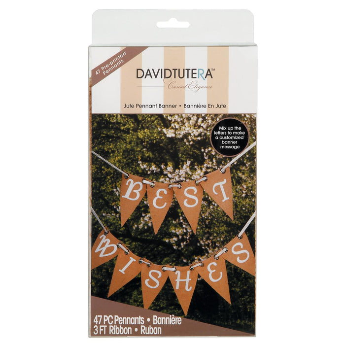 David Tutera - Jute Pennant Banner Kit with Cream Ribbon - 47 pieces