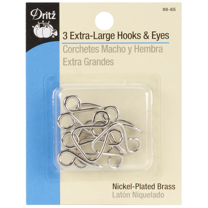 Dritz Extra-Large Hooks & Eyes 3/Pkg-Nickel