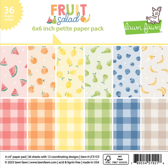 Lawn Fawn Single-Sided Petite Paper Pack 6"X6" 36/Pkg-Fruit Salad