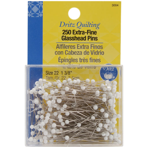 Dritz Quilting Extra-Fine Glass Head Pins 250/Pkg-Size 22