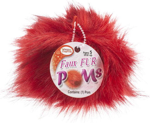 Pepperell Braiding Faux Fur Pom With Loop-Red