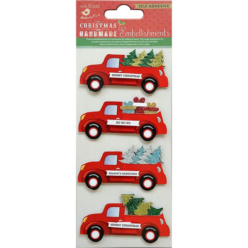 Little Birdie Christmas Glitter Embellishment 4/Pkg-Joyful Season