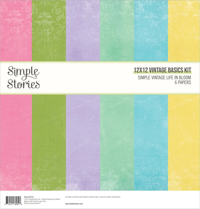 Simple Stories Basics Double-Sided Paper Pack 12"X12" 6/Pkg-Simple Vintage Life In Bloom