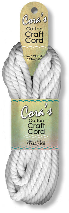 Pepperell Cara's Cotton Craft Cord 6mmx50'-White