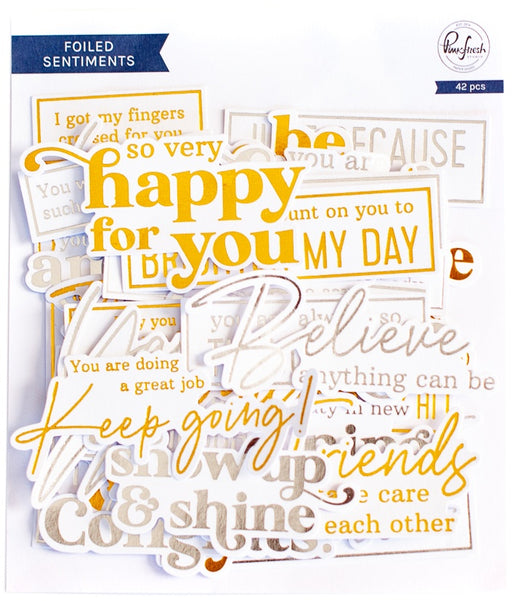 Pinkfresh Foiled Ephemera Pack 42/Pkg-Sentiments