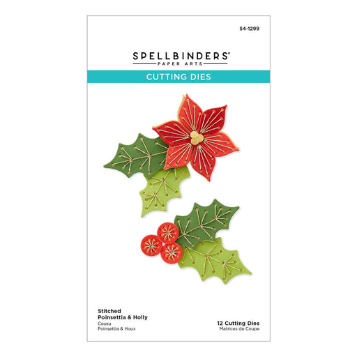 Spellbinders Etched Dies From The Christmas Collection-Stitched Poinsettia & Holly