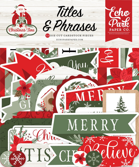 Echo Park Cardstock Ephemera-Titles & Phrases, Christmas Time