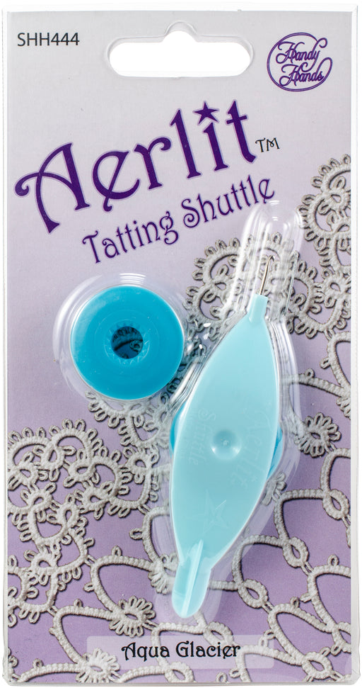 Handy Hands Aerlit Tatting Shuttle W/2 Bobbins-Aqua Glacier