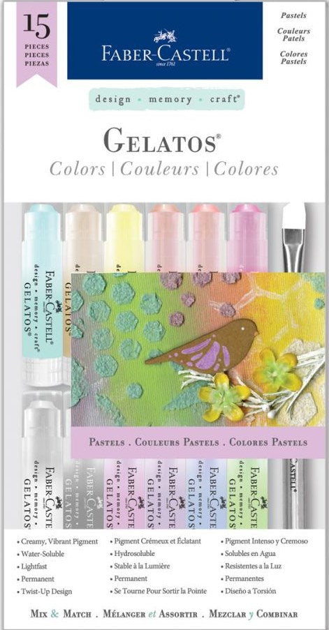 Faber-Castell - Watersoluble Crayons Gelatos - Pastels -15Set