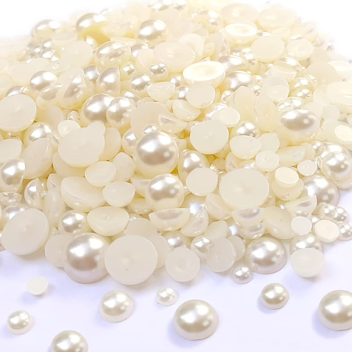 Doodles - Flat Back Acrylic Pearls - 6mm- Cream