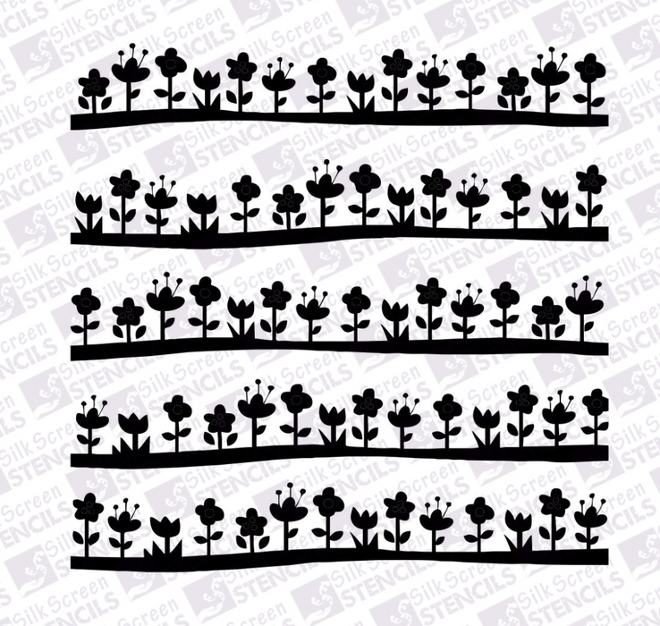 Doodles - Silk Screen Stencils - Flower Lines - 92mm x 98mm