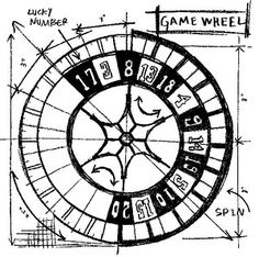 Tim Holtz - Stampers Anonymous - Wood Mounted Stamp - Game Wheel Sketch