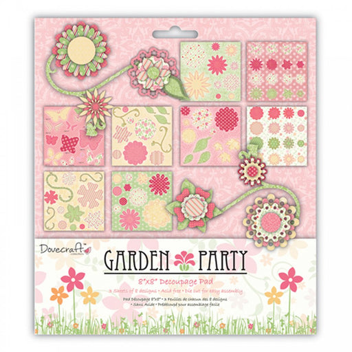 Dovecraft - Decoupage Pad 8"X8" 24/Pkg - Garden Party, 8 Designs/3 Each