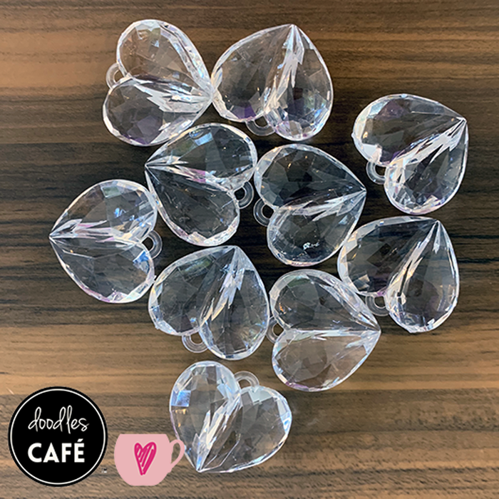 Doodles - 40mm Glass Hearts (10pc)