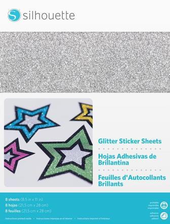 Silhouette America - Printable Light Silver - Glitter Sticker Sheets - 8 Sheets - (Inkjet or Laser)