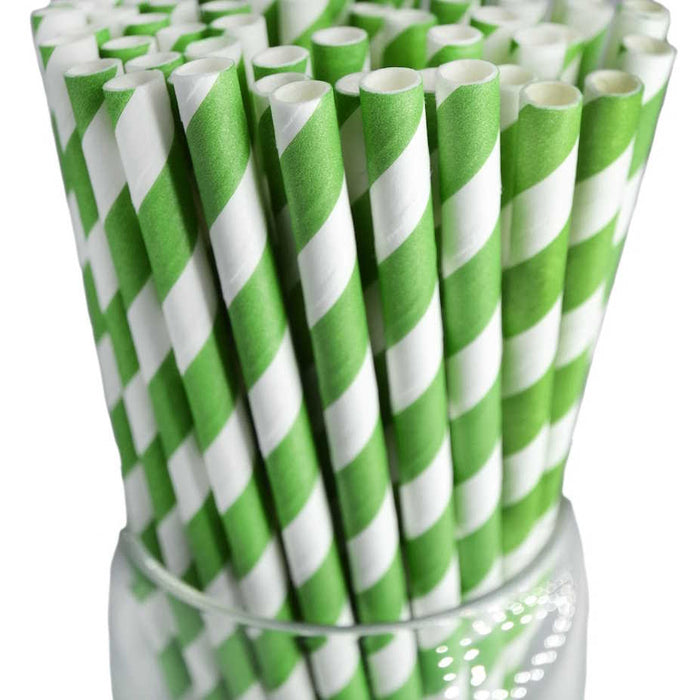 Weddingstar - Candy Striped Straw - Class Green - 75 piece