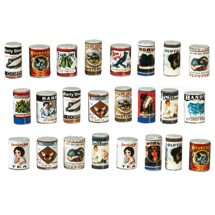 Doodles - Town Square Miniatures - 24 Old fashioned food cans