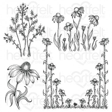 Heartfelt Creations - Cling Rubber Stamp Set - Garden's Edge Coneflower