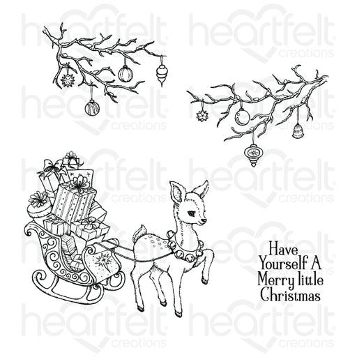 Heartfelt Creations - Cling Rubber Stamp Set 5"x6.5" - Merry Little Christmas