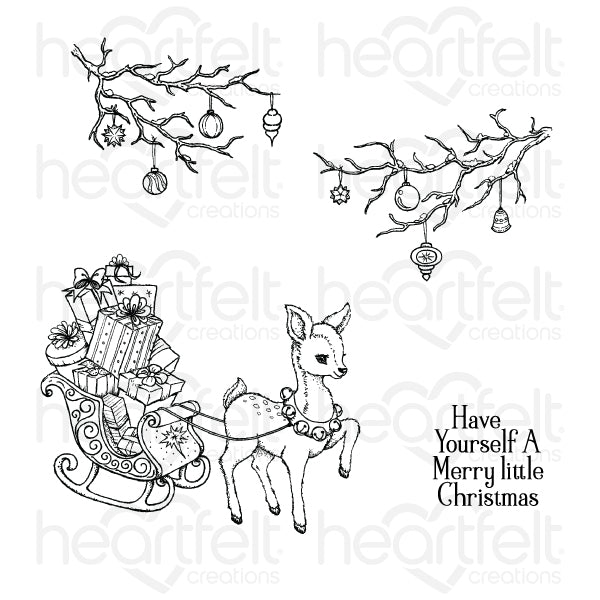 Heartfelt Creations - Cling Rubber Stamp Set 5"x6.5" - Merry Little Christmas