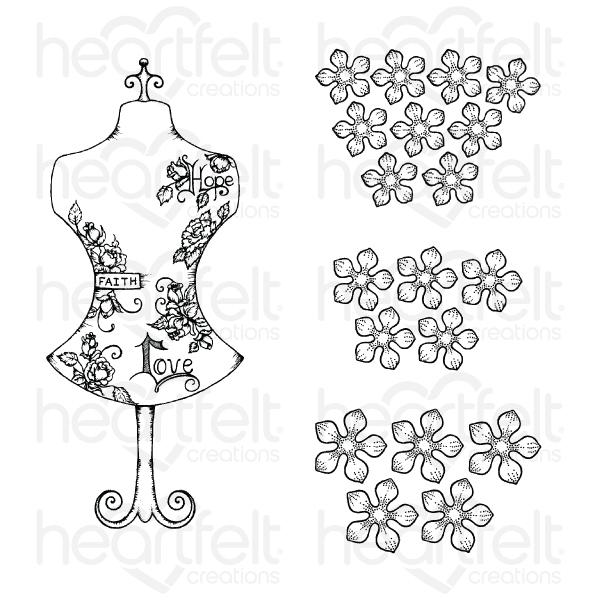 Heartfelt Creations - Cling Rubber Stamp Set - Floral Fashionista