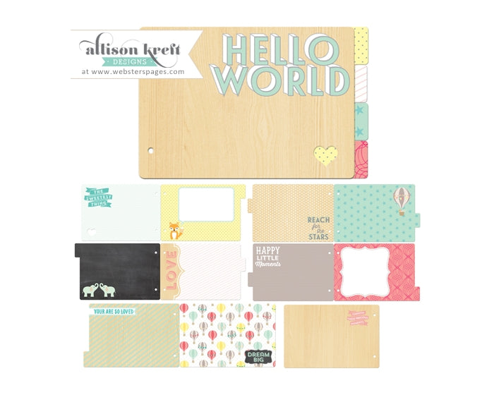 Webster's Pages - Mini Chipboard Album Kit - Hello World