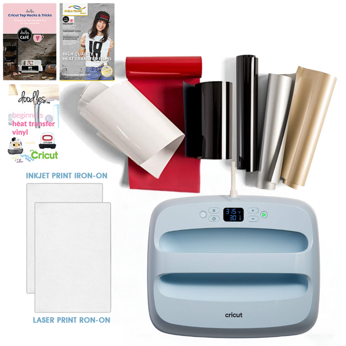 Cricut EasyPress V3 (10in x 12in) Zen Blue - Doodles Bundle Deal