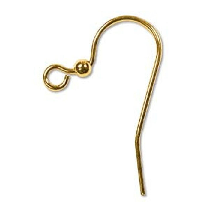 Beadsmith - Hook Ear Wire - 25mm With 2mm Ball - Gold Plate, 1GR